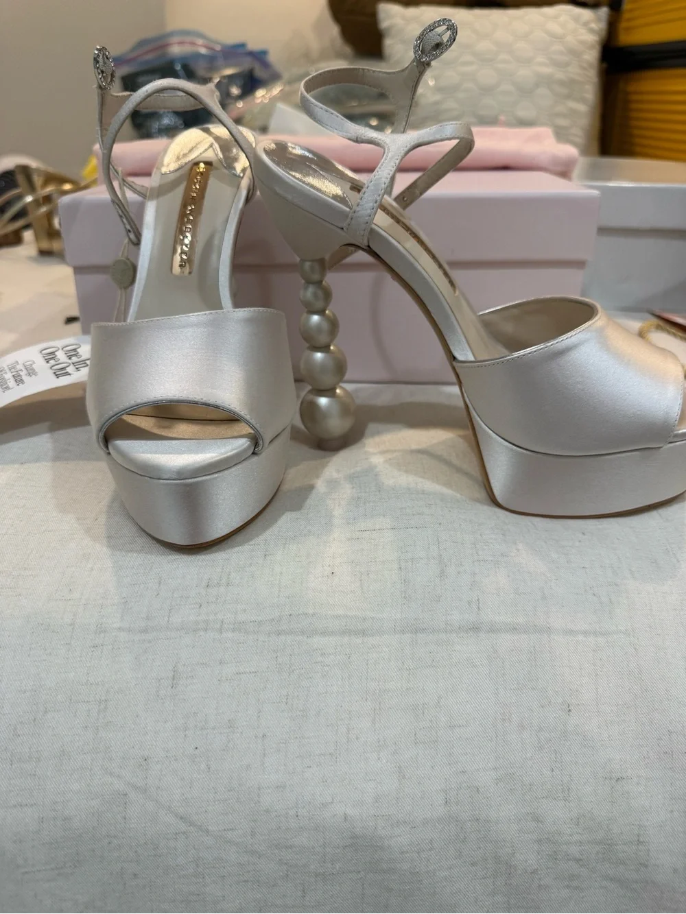 Sophia Webster White Perla Platform Heel